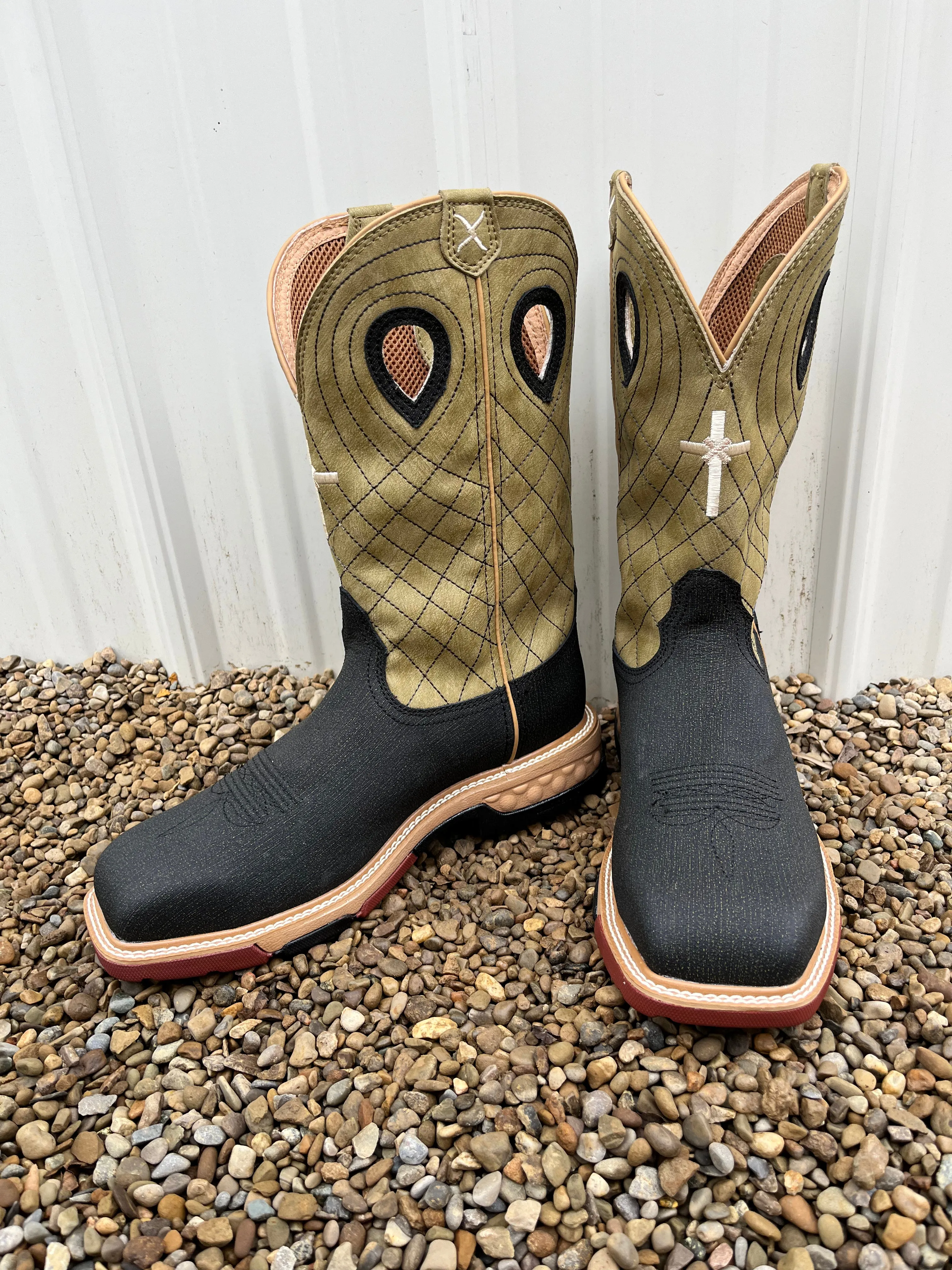 Light support Twisted X Men's Charcoal Grey & Kiwi Waterproof Nano Safety Toe Work Boots MXBNW06