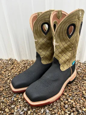 Ready Use Twisted X Men's Charcoal Grey & Kiwi Waterproof Nano Safety Toe Work Boots MXBNW06