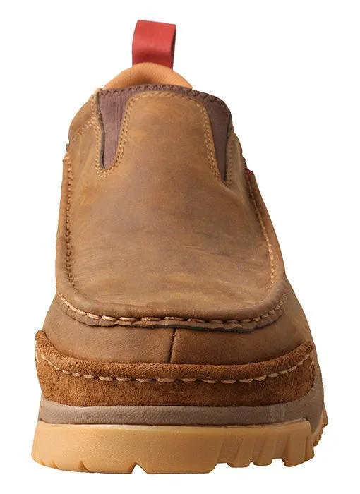 Twisted X Men's Distressed Brown Leather Composite Toe CellStretch Slip On Moc Shoe MXCC003 Bright tone Light Step
