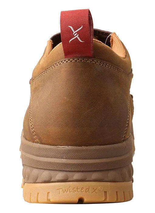 Soft Material Twisted X Men's Distressed Brown Leather Composite Toe CellStretch Slip On Moc Shoe MXCC003