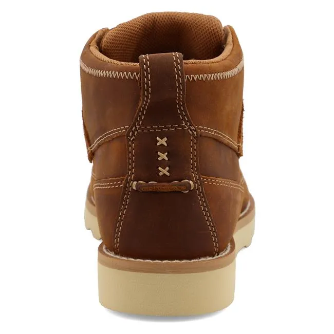 Twisted X Mens Oiled Saddle Leather Wedge Crepe Sole Casual 4 Lace-up Boots MCA0007 Soft Pressure Comfort Motion