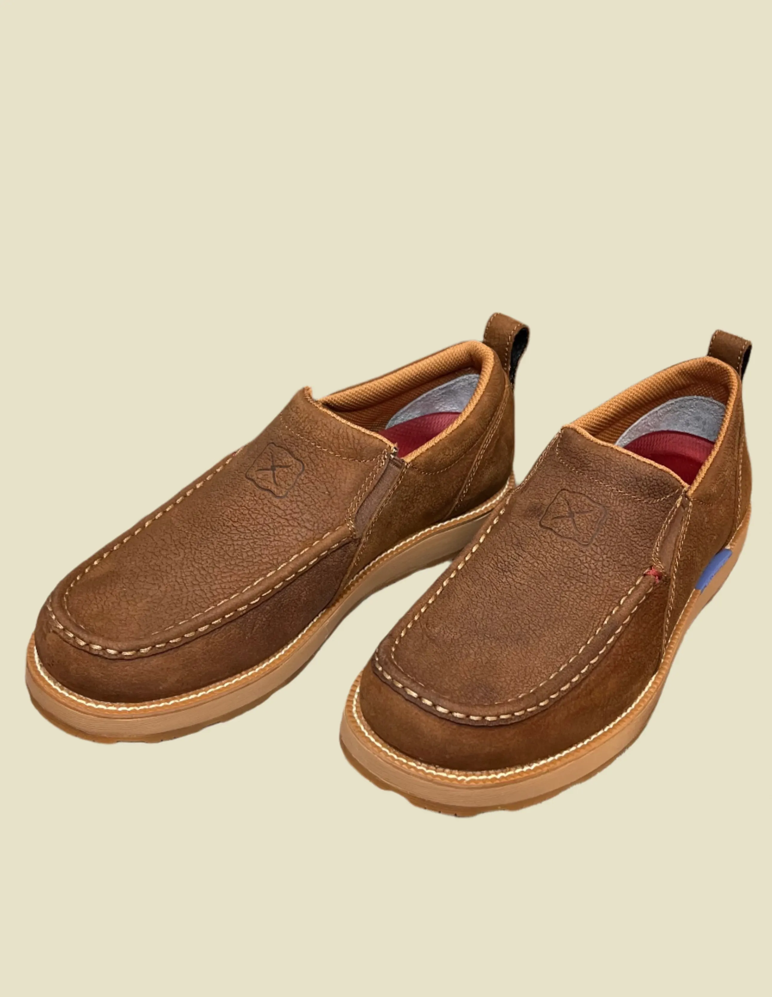 Twisted X Mens Tawny Brown Leather CellStretch Driving Moc Shoe MCAX004 zipper