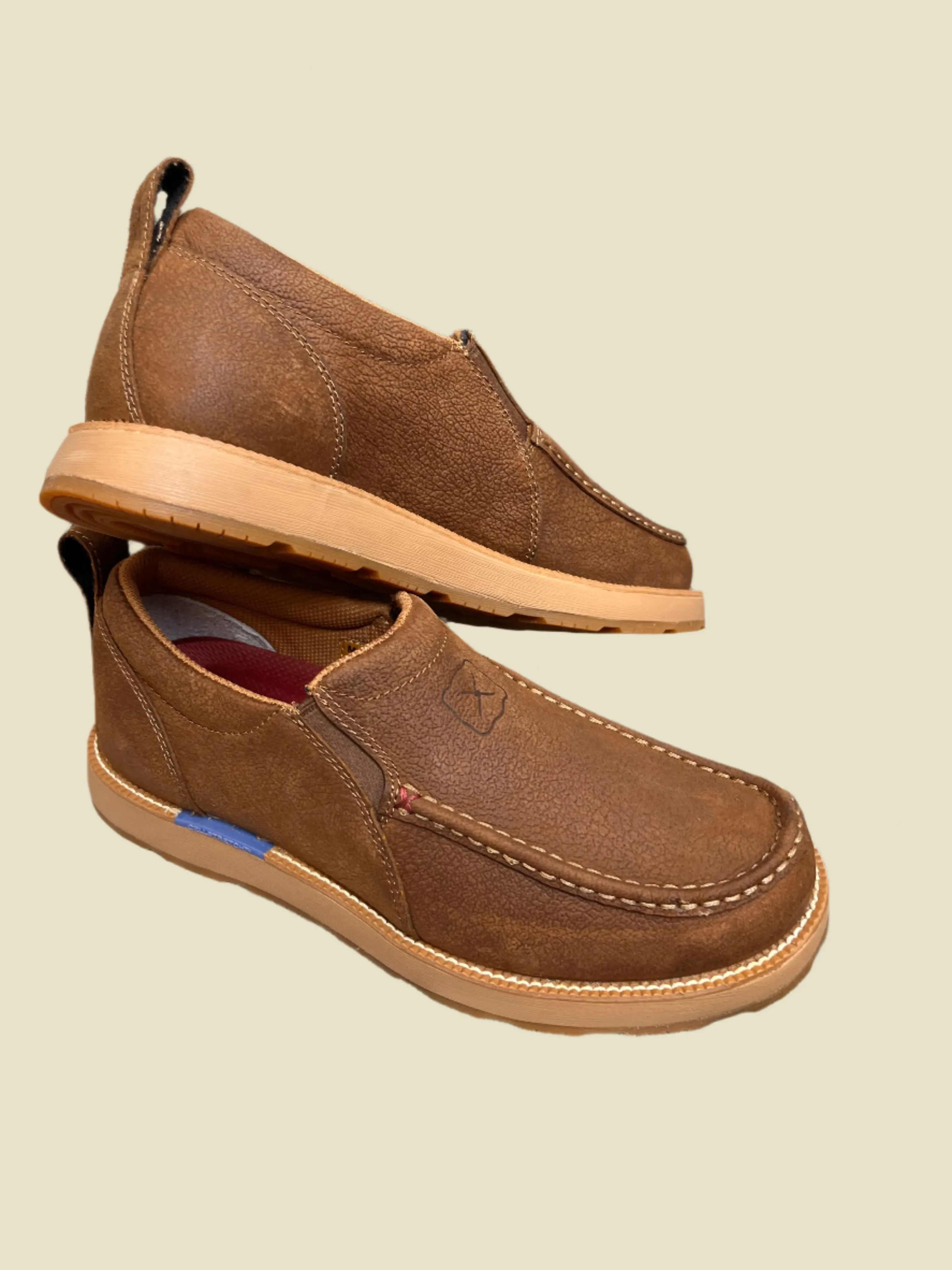 Smooth ride Slip Resistant Twisted X Mens Tawny Brown Leather CellStretch Driving Moc Shoe MCAX004