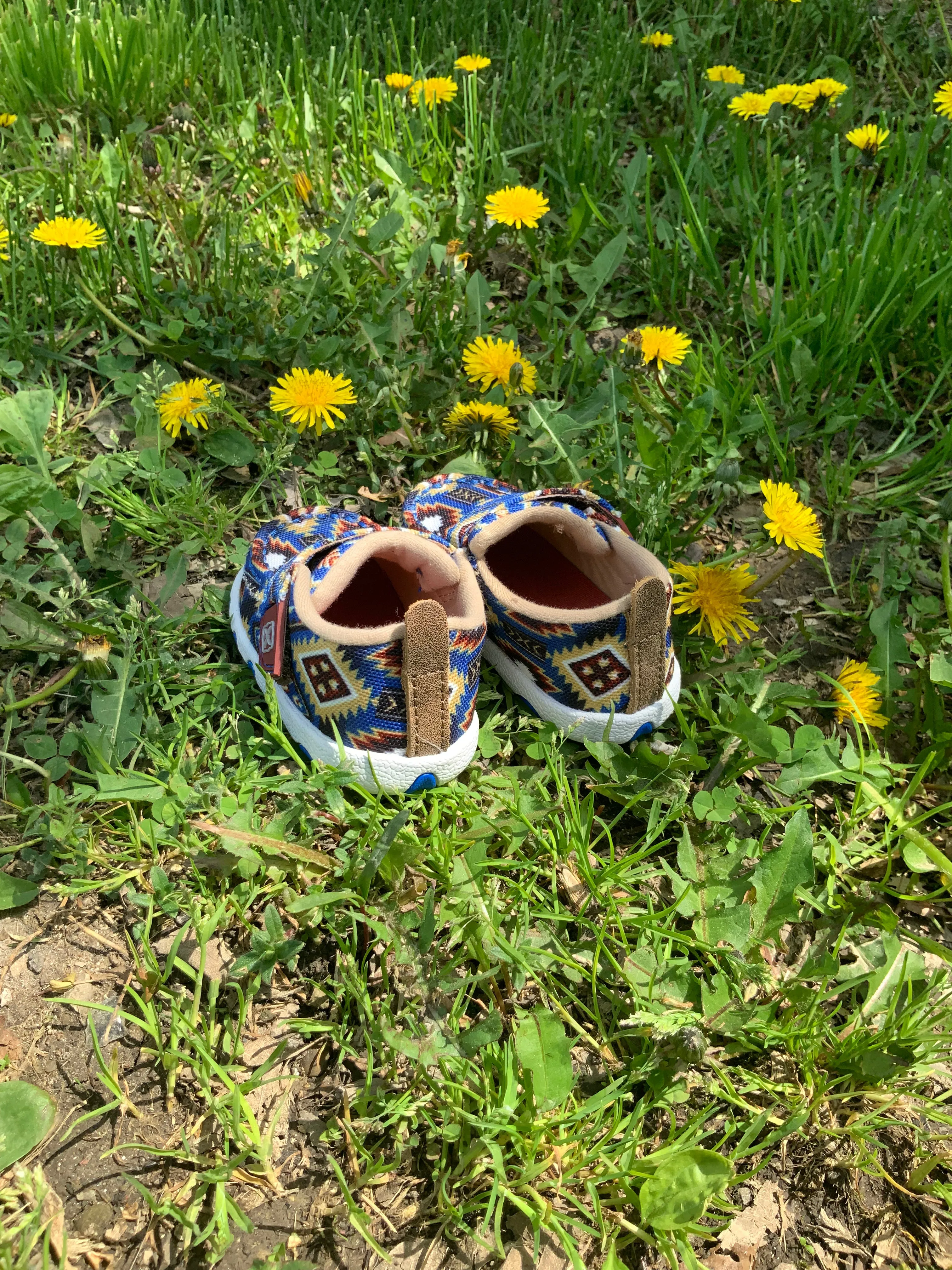 Twisted X Toddler Driving Moc Blue Aztec Baby Shoes ICA0019 LaceUp Easy To Clean