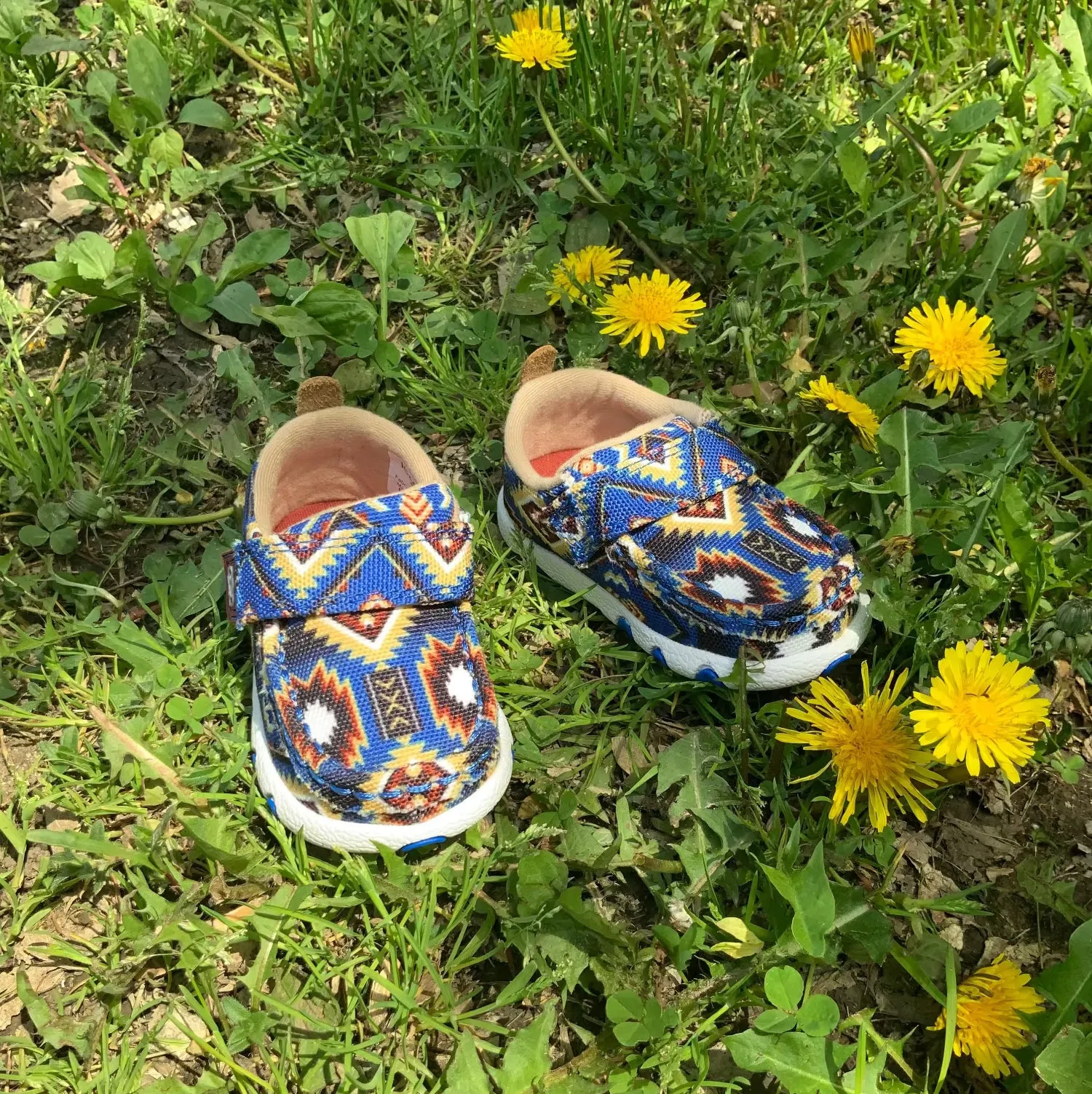 Long Haul Twisted X Toddler Driving Moc Blue Aztec Baby Shoes ICA0019