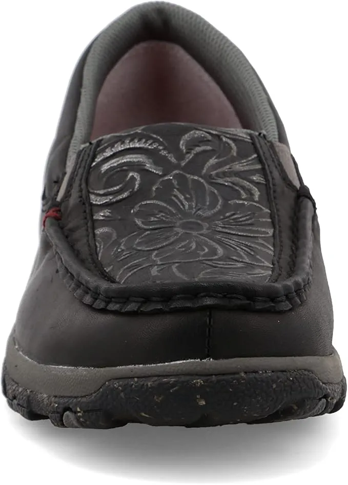 Energy Step Twisted X Women's Black Tooled Leather Slip On Driving Moc Casual Shoe WXC0014