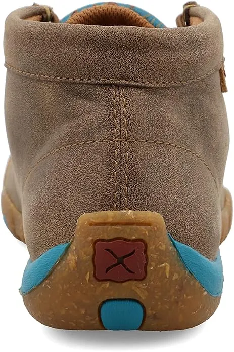 Block Walk Foam Base Twisted X Women's Bomber Leather & Turquoise Tooled Chukka Driving Moc Casual Shoes WDM0148