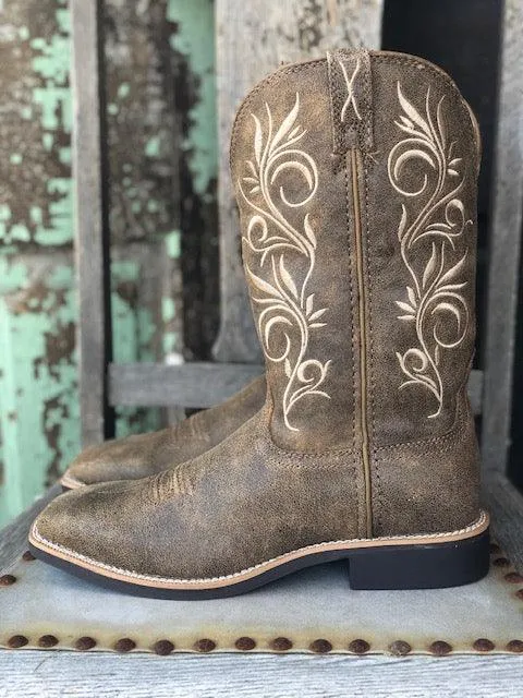 Twisted X Women's Brown Bomber Leather Top Hand Square Toe Cowgirl Boots WTH0012 Sturdy Frame Minimalist Appeal