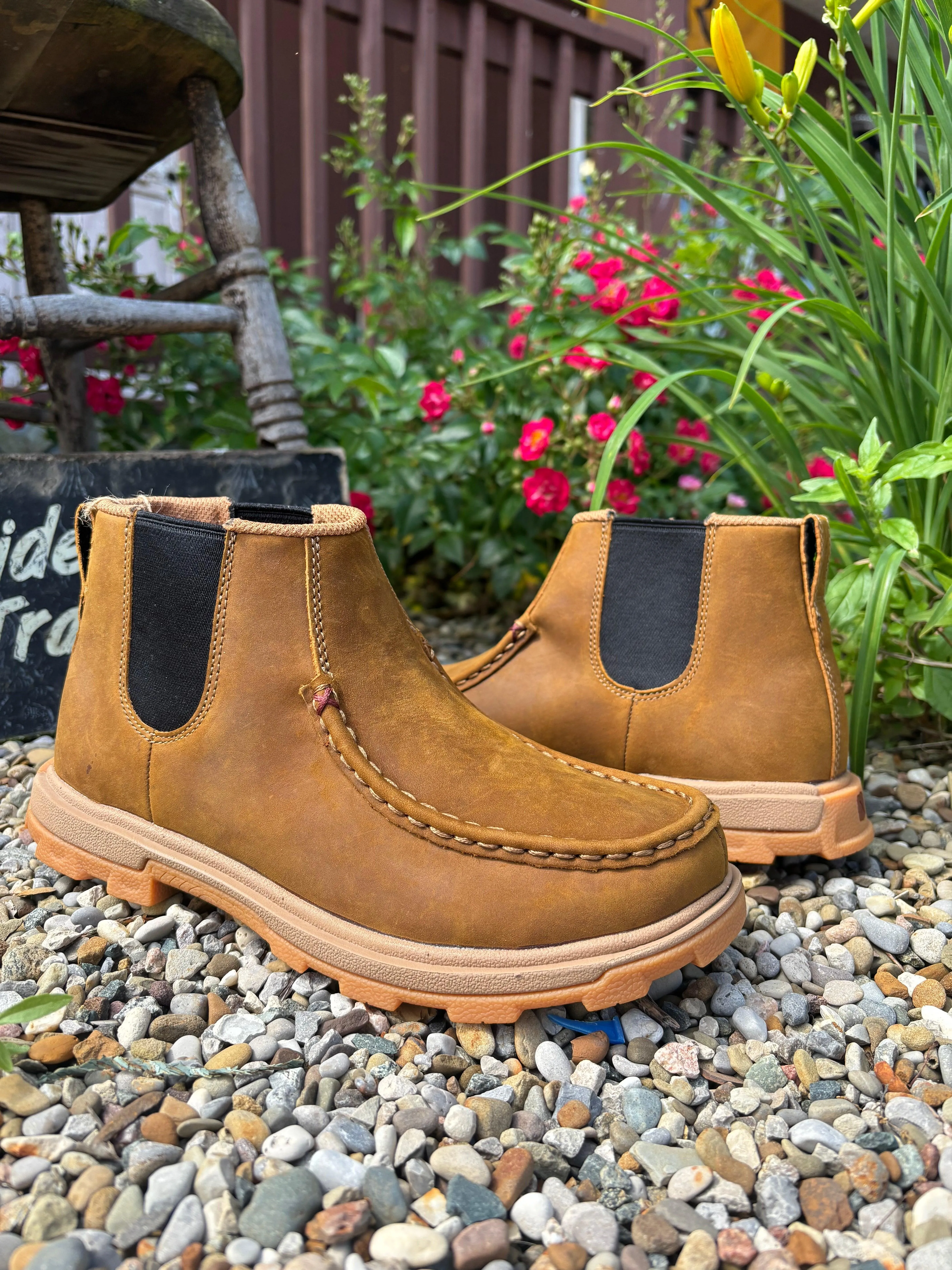 Twisted X Women's Distressed Saddle Leather 4 Chelsea UltraLite X Work Boot WUL0002 Protective Fit