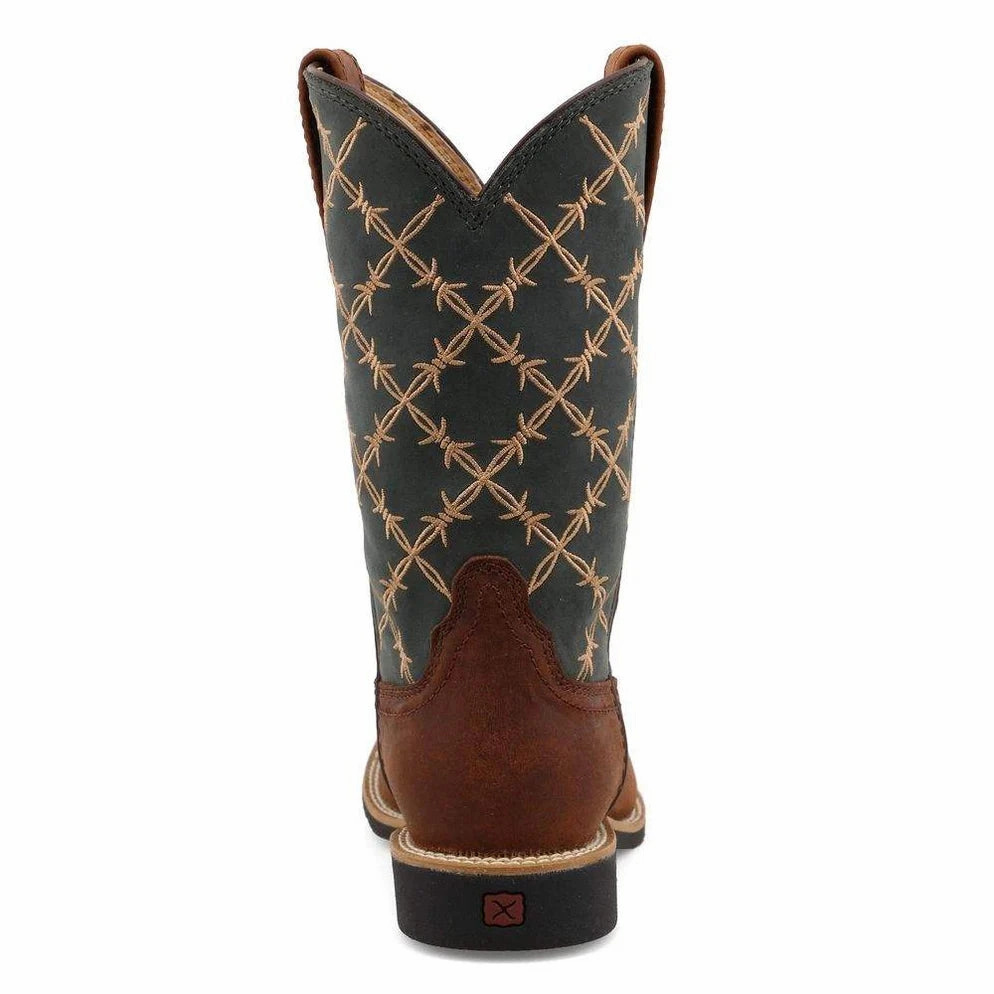 Twisted X Children & Youth Top Hand Brown & Slate Blue Square Toe Boot YTH0019 Comfort Toe Box