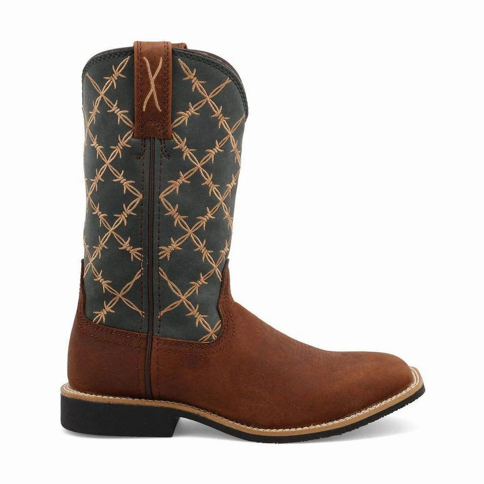 Warehouse Work Twisted X Children & Youth Top Hand Brown & Slate Blue Square Toe Boot YTH0019
