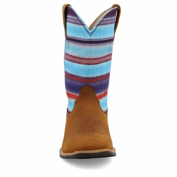 Twisted X Childrens/Youth/Kids Brown Leather and Serape Top Hooey Cowgirl Boots YHY0011 Shock Absorber