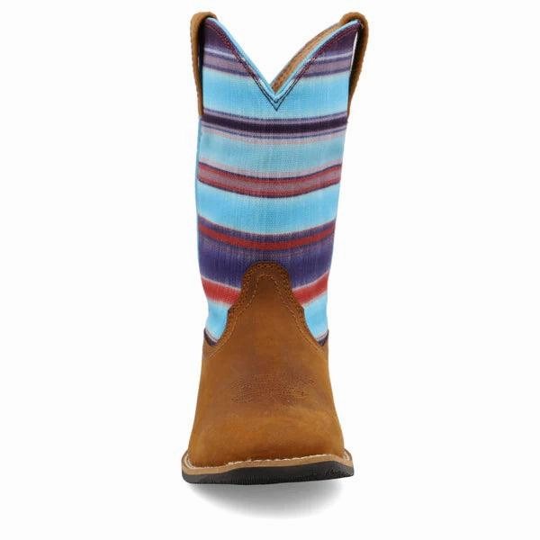 Twisted X Childrens/Youth/Kids Brown Leather and Serape Top Hooey Cowgirl Boots YHY0011 Shock Absorber