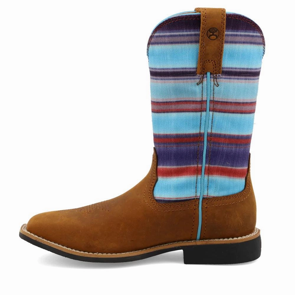 Twisted X Childrens/Youth/Kids Brown Leather and Serape Top Hooey Cowgirl Boots YHY0011 Urban Footwear