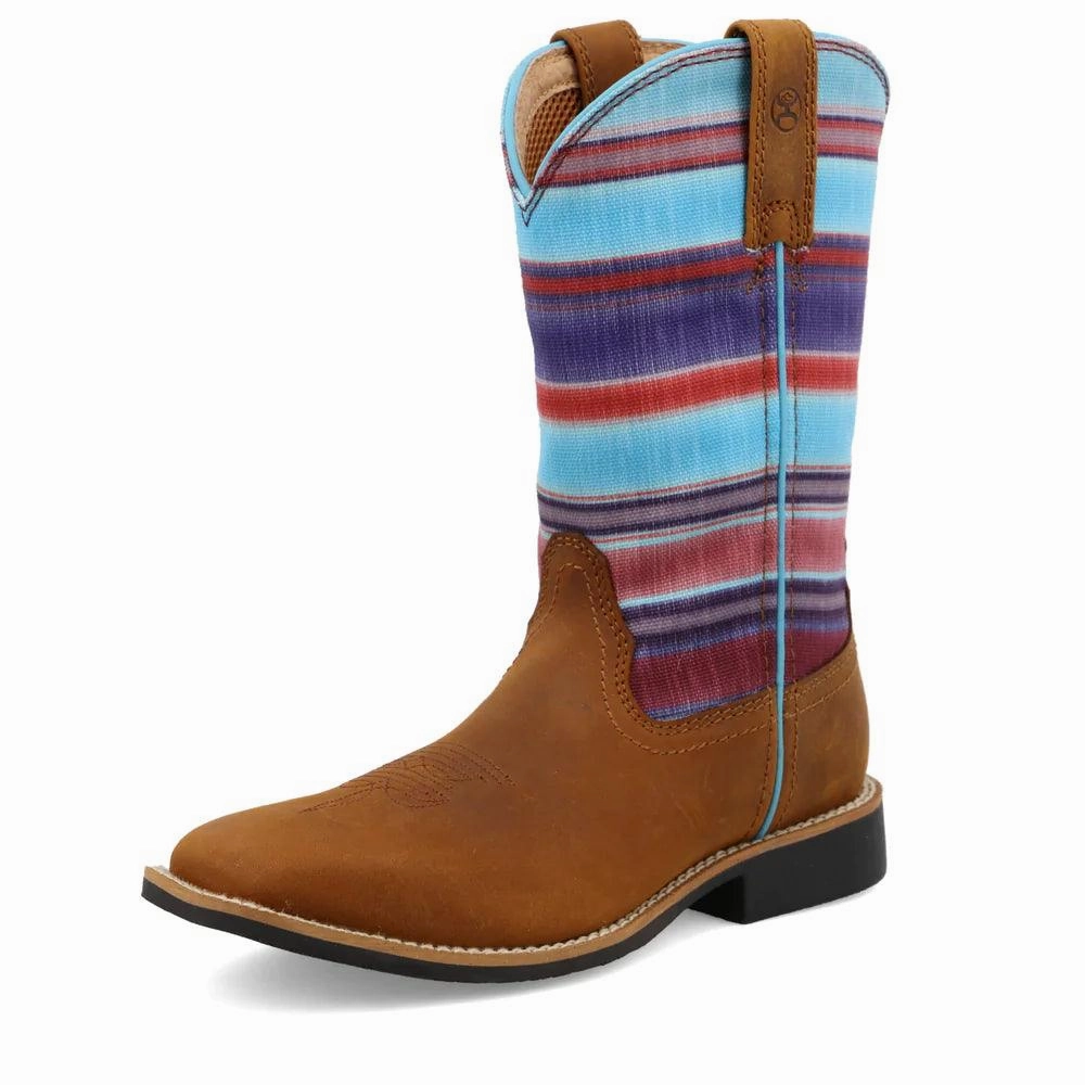 Twisted X Childrens/Youth/Kids Brown Leather and Serape Top Hooey Cowgirl Boots YHY0011 Weekend Trek Versatile Design