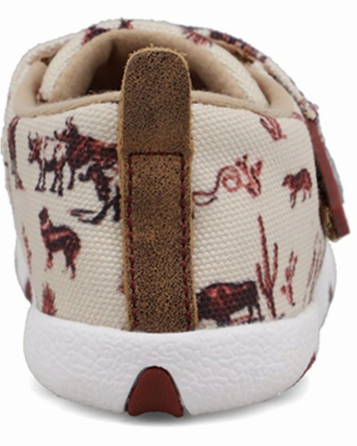 Heavy Use ReinforcedToe Twisted X Infant & Toddler Maroon and Ivory Cowboy Printed Driving Mocs Baby Shoes ICA0028