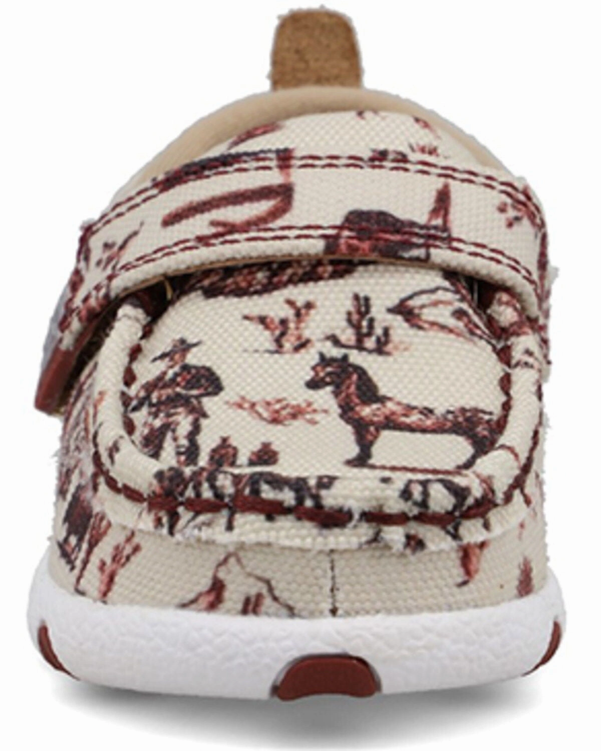Twisted X Infant & Toddler Maroon and Ivory Cowboy Printed Driving Mocs Baby Shoes ICA0028 nylon Footbed