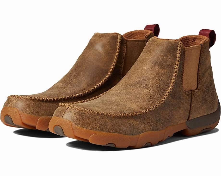 Twisted X Men's 4" Chelsea Bomber Leather Driving Moc MDMG002 Stretchable Material Adult Ease