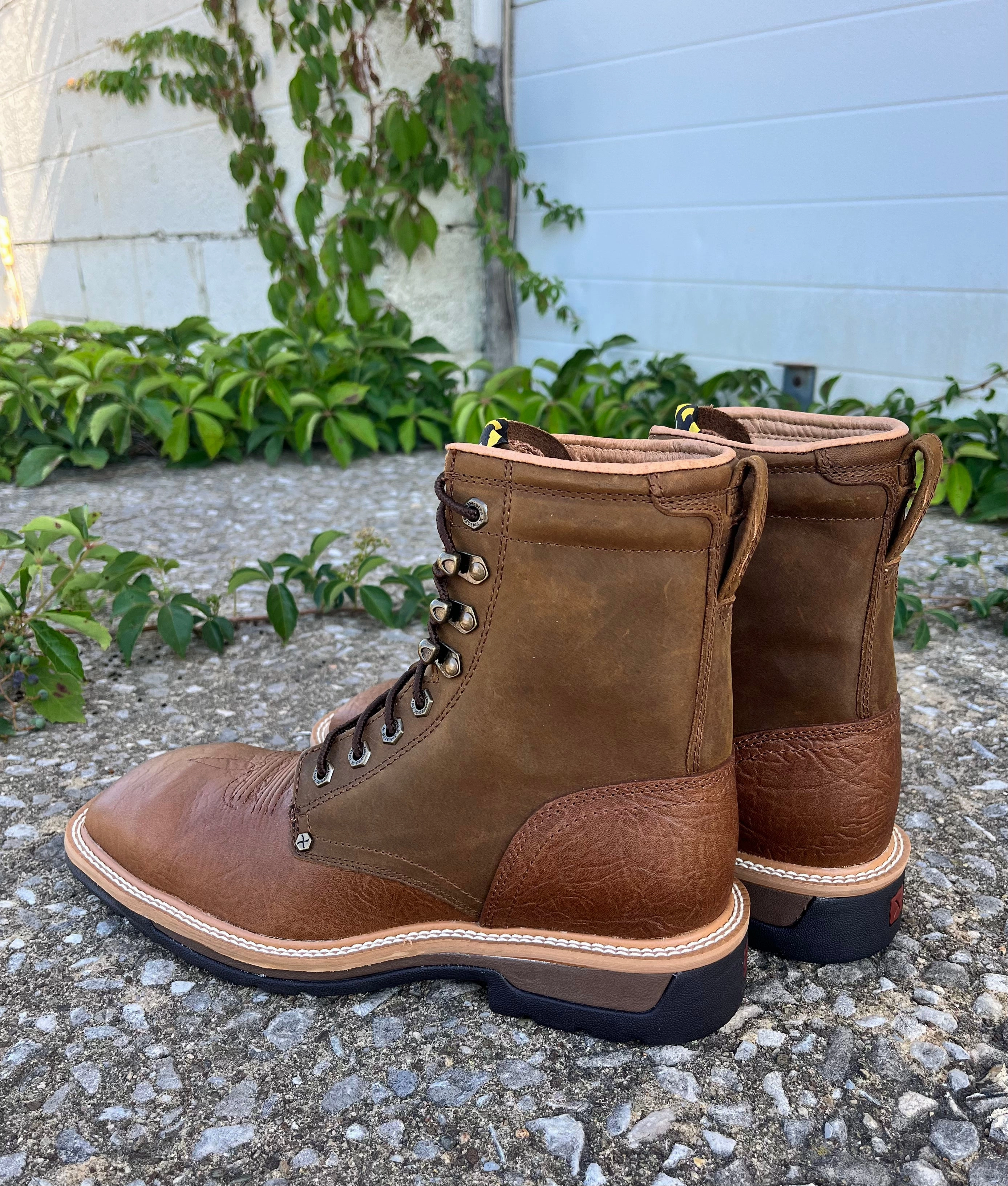 LaceUp Anti-bacterial Twisted X Men's Brown Leather 8 Lace Up Steel Toe Work Boot MLCSL01