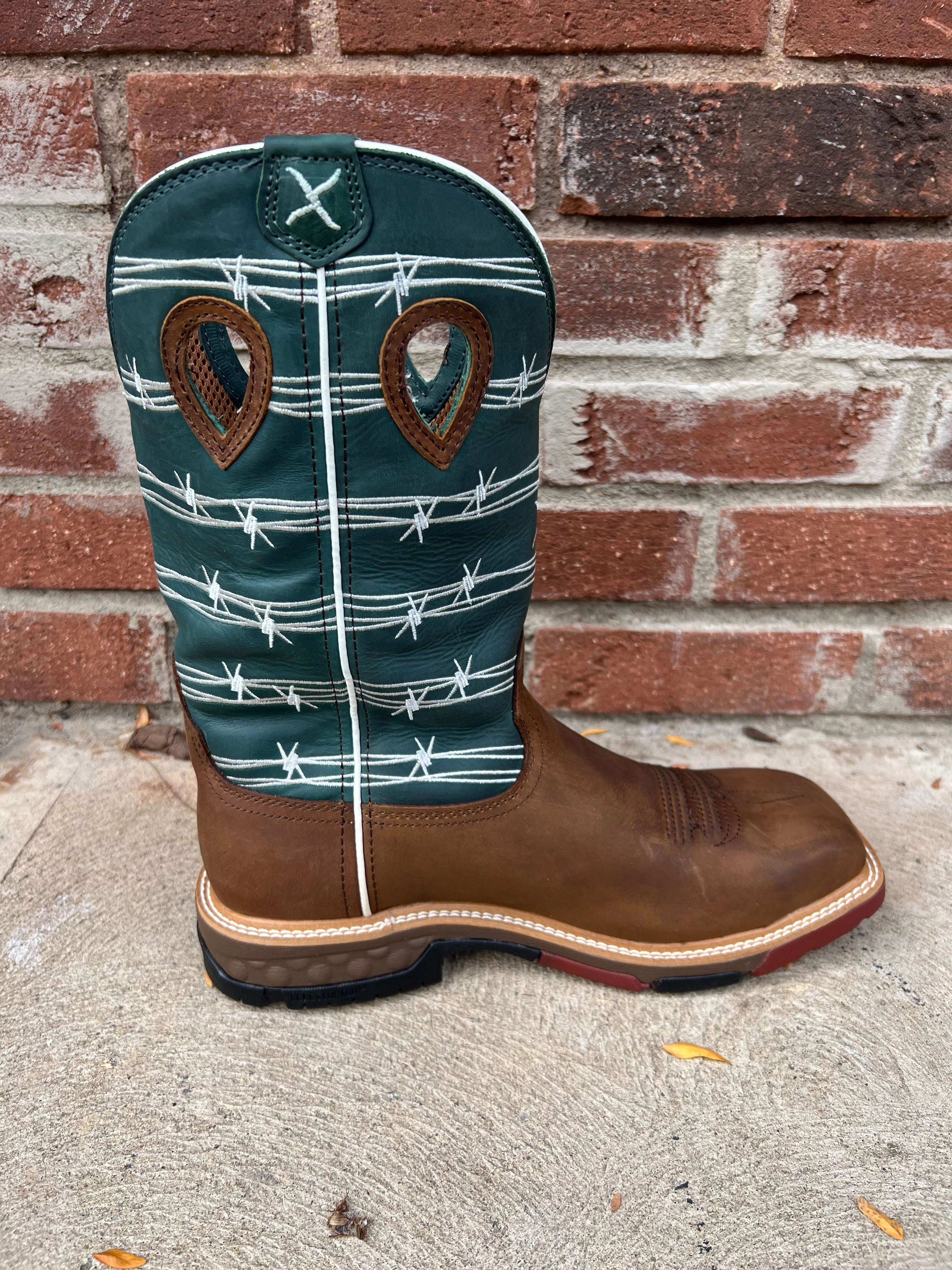 Cozy And Warm Twisted X Men's Buffalo Brown & Green Waterproof Alloy Safety Toe Work Boot MXBAW04