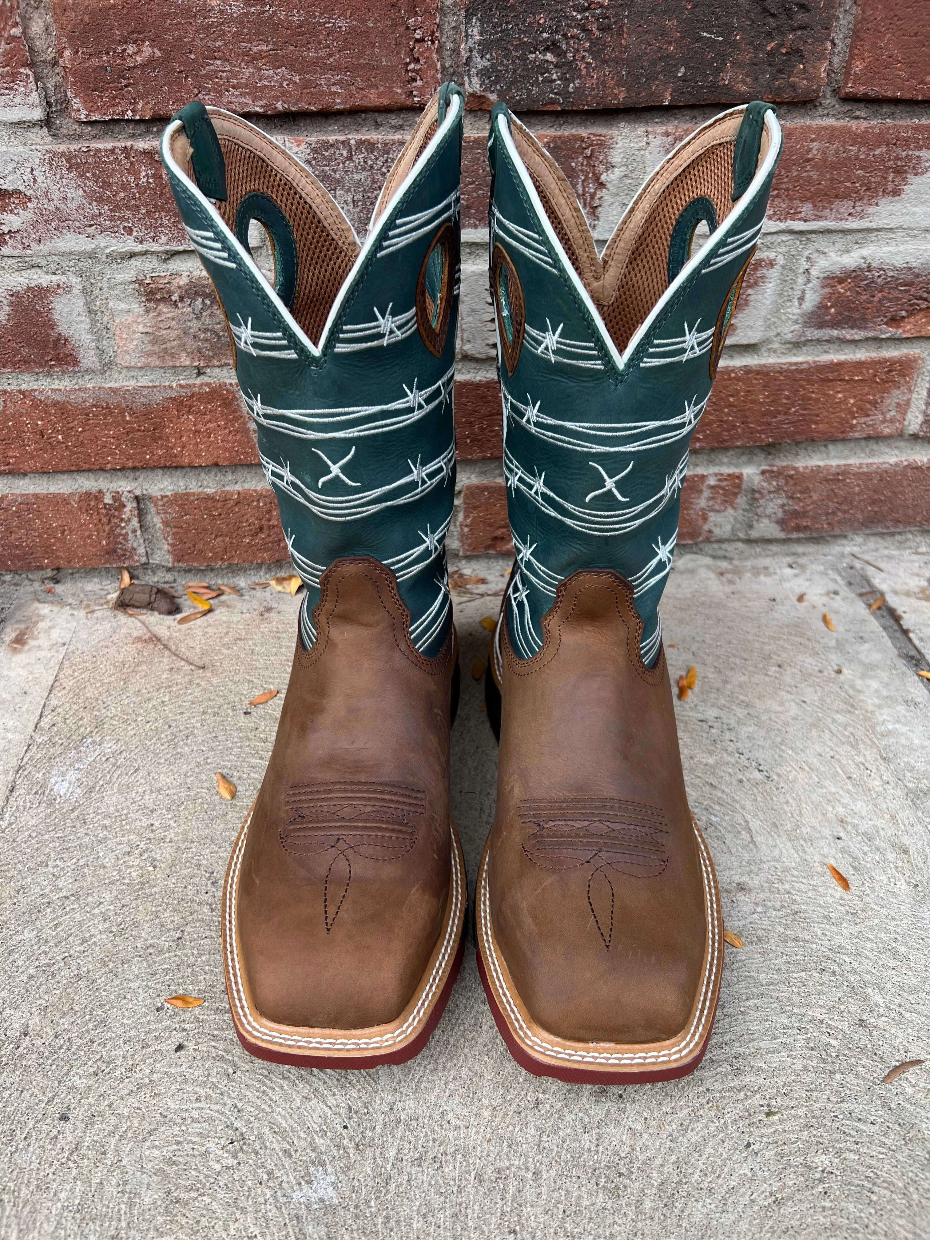 Twisted X Men's Buffalo Brown & Green Waterproof Alloy Safety Toe Work Boot MXBAW04 ShockAbsorbing Clean Finish