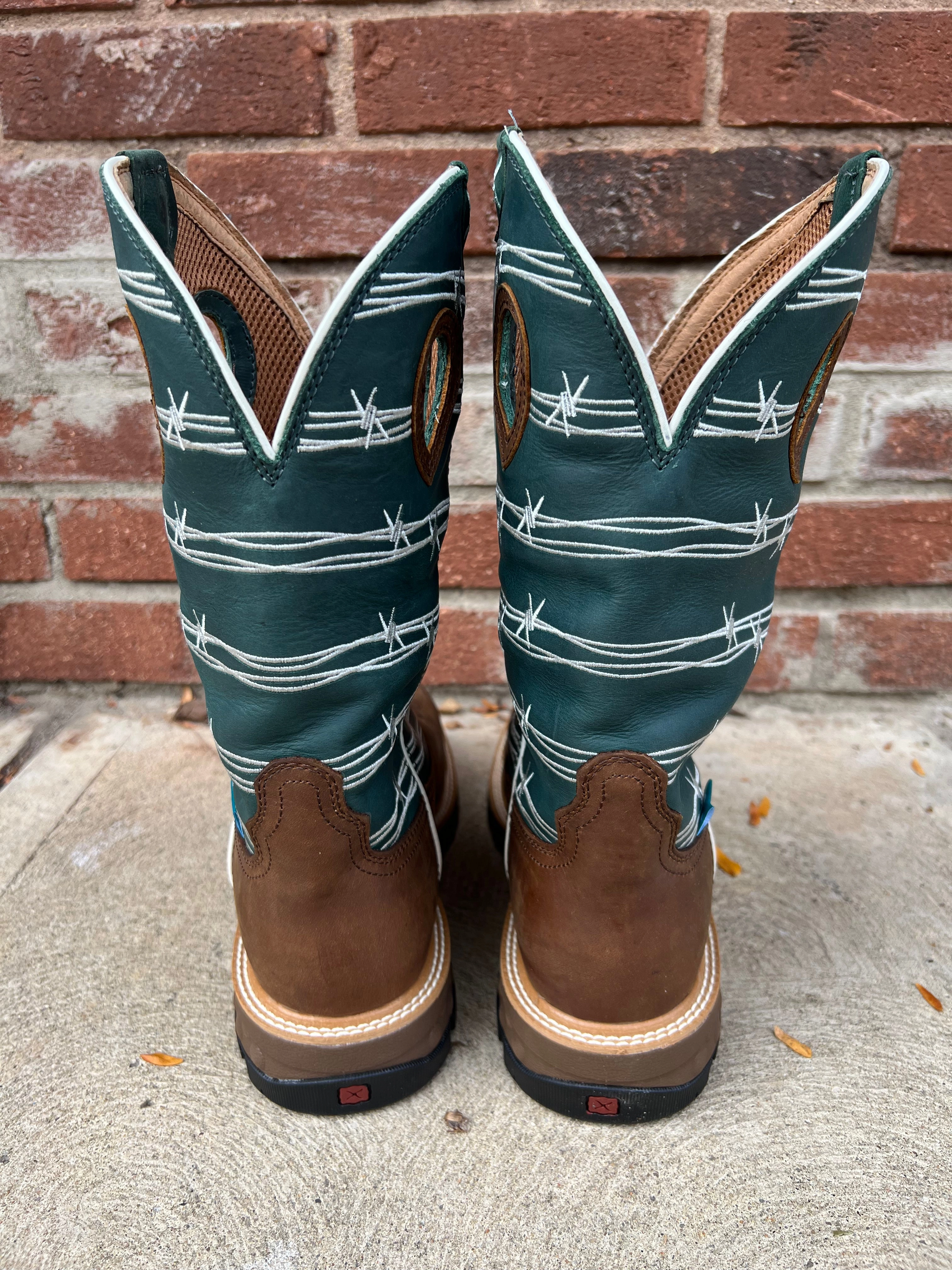 Twisted X Men's Buffalo Brown & Green Waterproof Alloy Safety Toe Work Boot MXBAW04 mom style