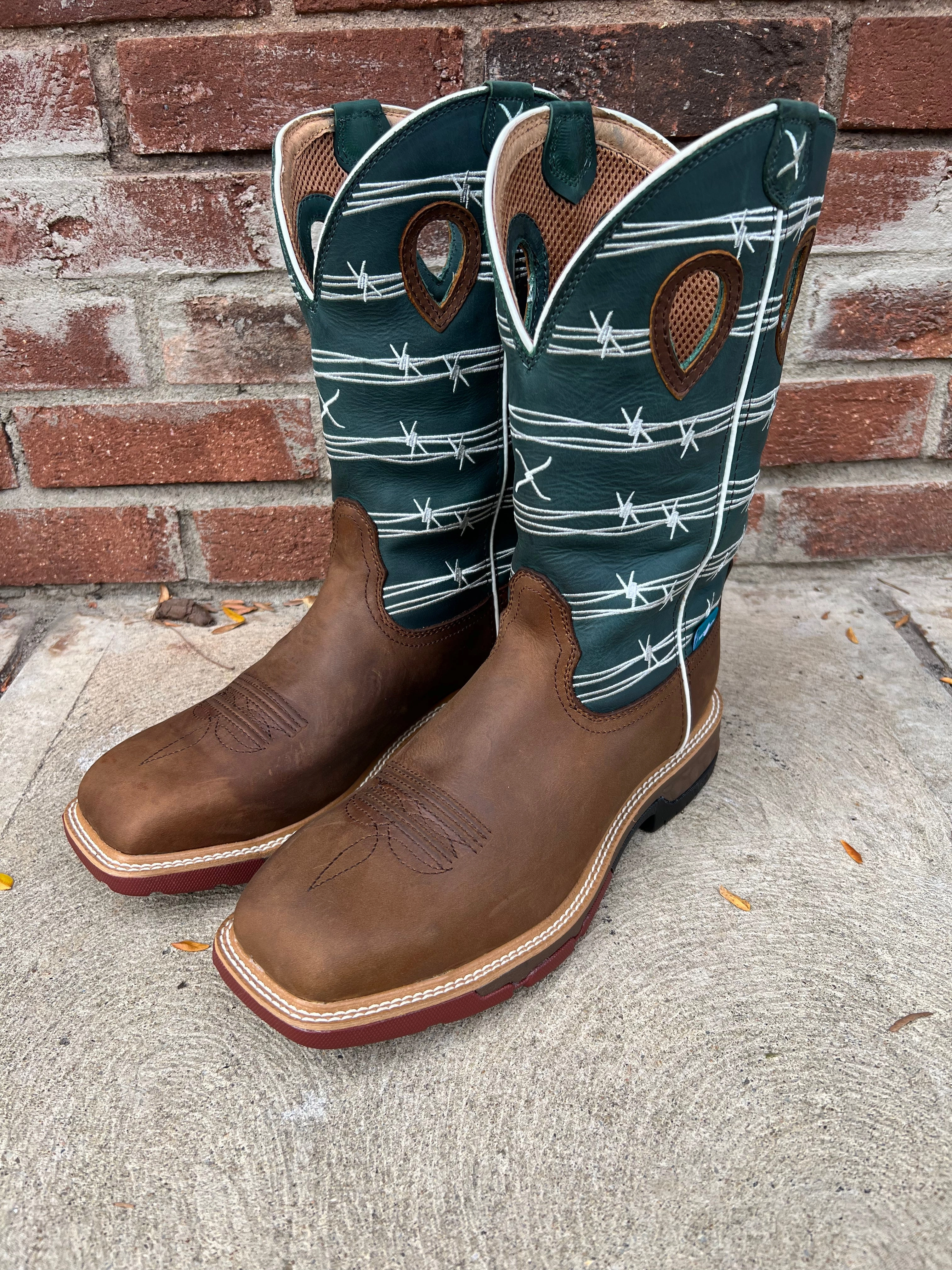 Twisted X Men's Buffalo Brown & Green Waterproof Alloy Safety Toe Work Boot MXBAW04 Comfortable Sockliner