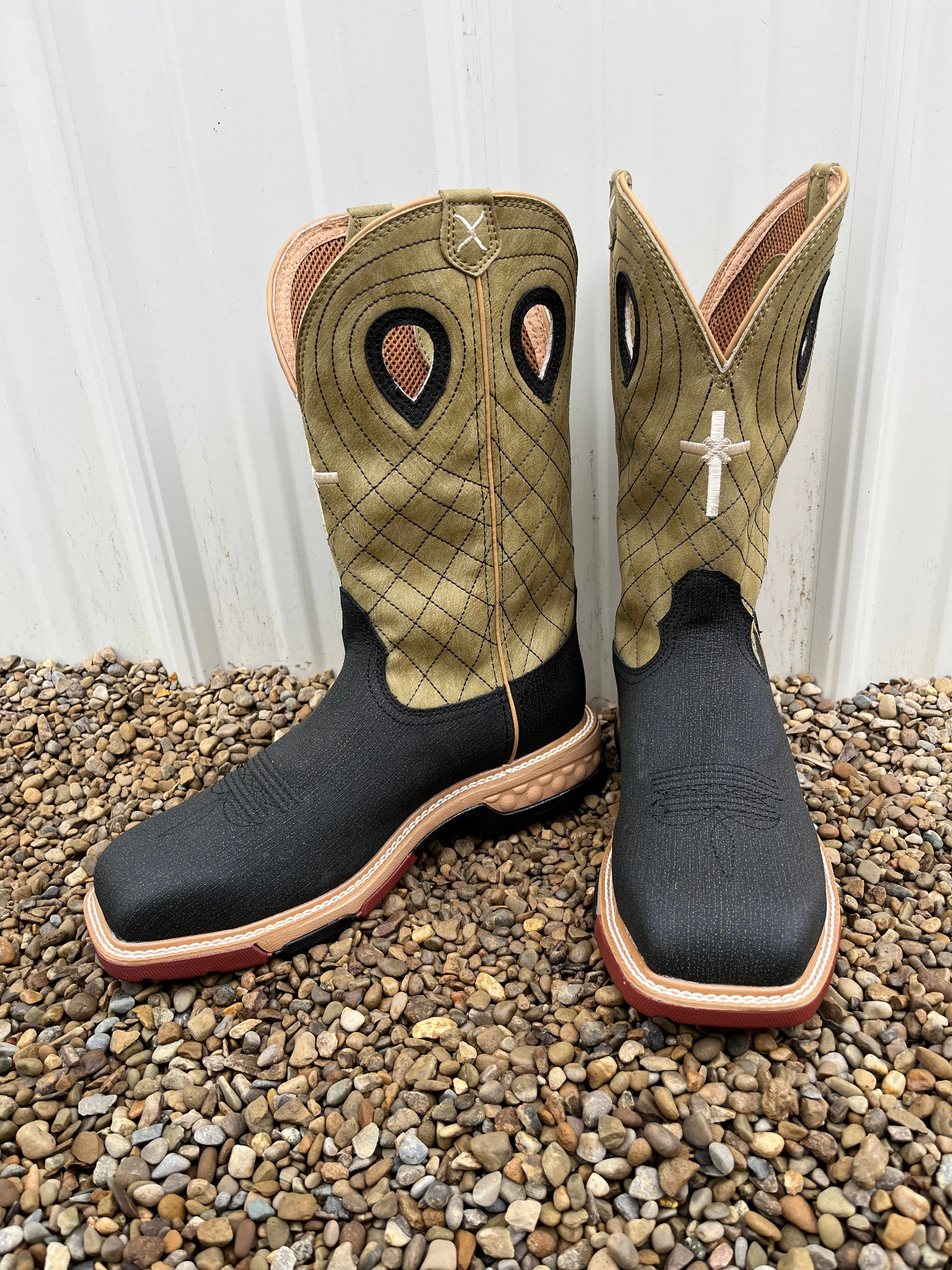 Light support Twisted X Men's Charcoal Grey & Kiwi Waterproof Nano Safety Toe Work Boots MXBNW06