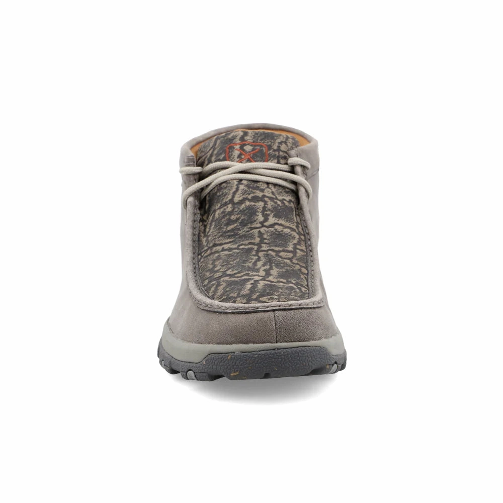 Twisted X Men's Chukka Bomber Gray Elephant Print Leather Driving Mocs Shoes MXC0017 Outdoor Lifestyle Pure Movement