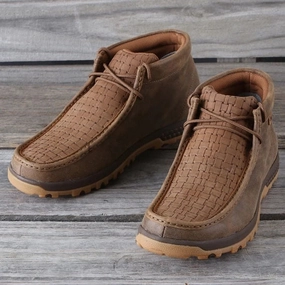 Twisted X Men's Chukka Chocolate Bomber Leather Driving Mocs Shoes MXC0013 Flexibility Feature