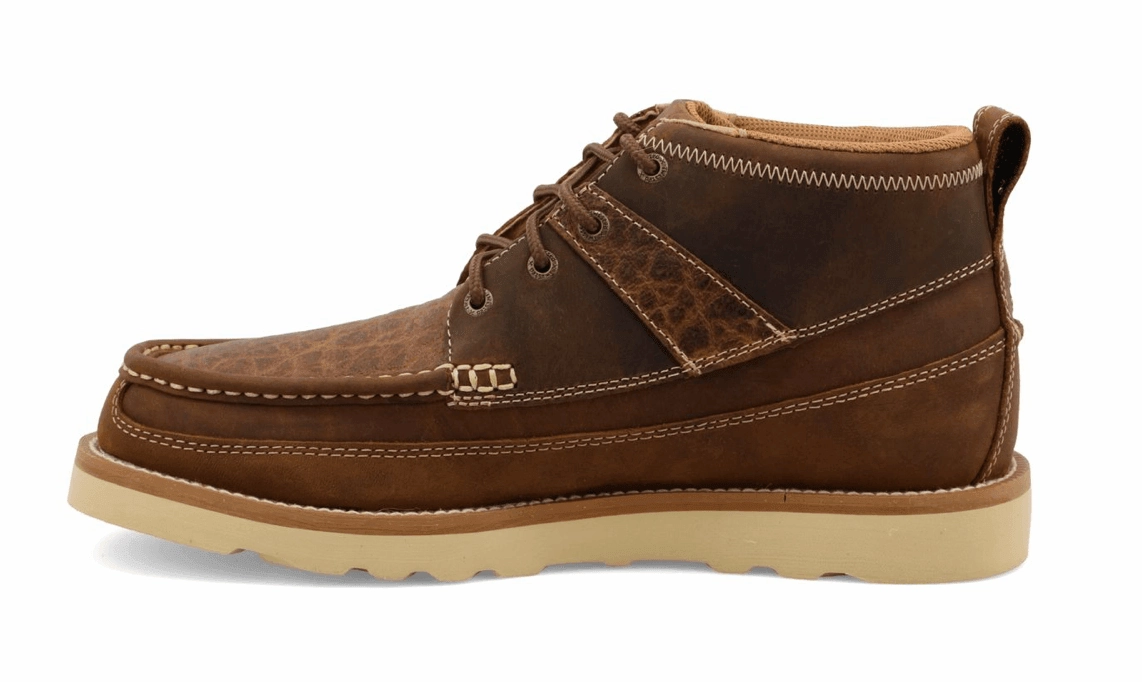 Clean Fit Twisted X Men's Distressed Saddle & Cognac Wedge Sole Lace Up Boots MCA0043