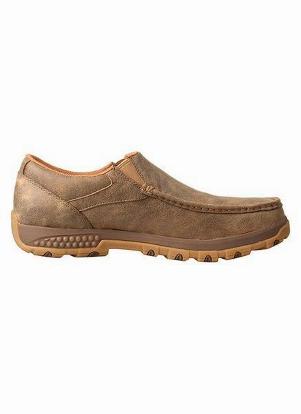 Enhanced grip Twisted X Mens Bomber Leather Slip-On Driving Moc Casual Shoe MXC0003
