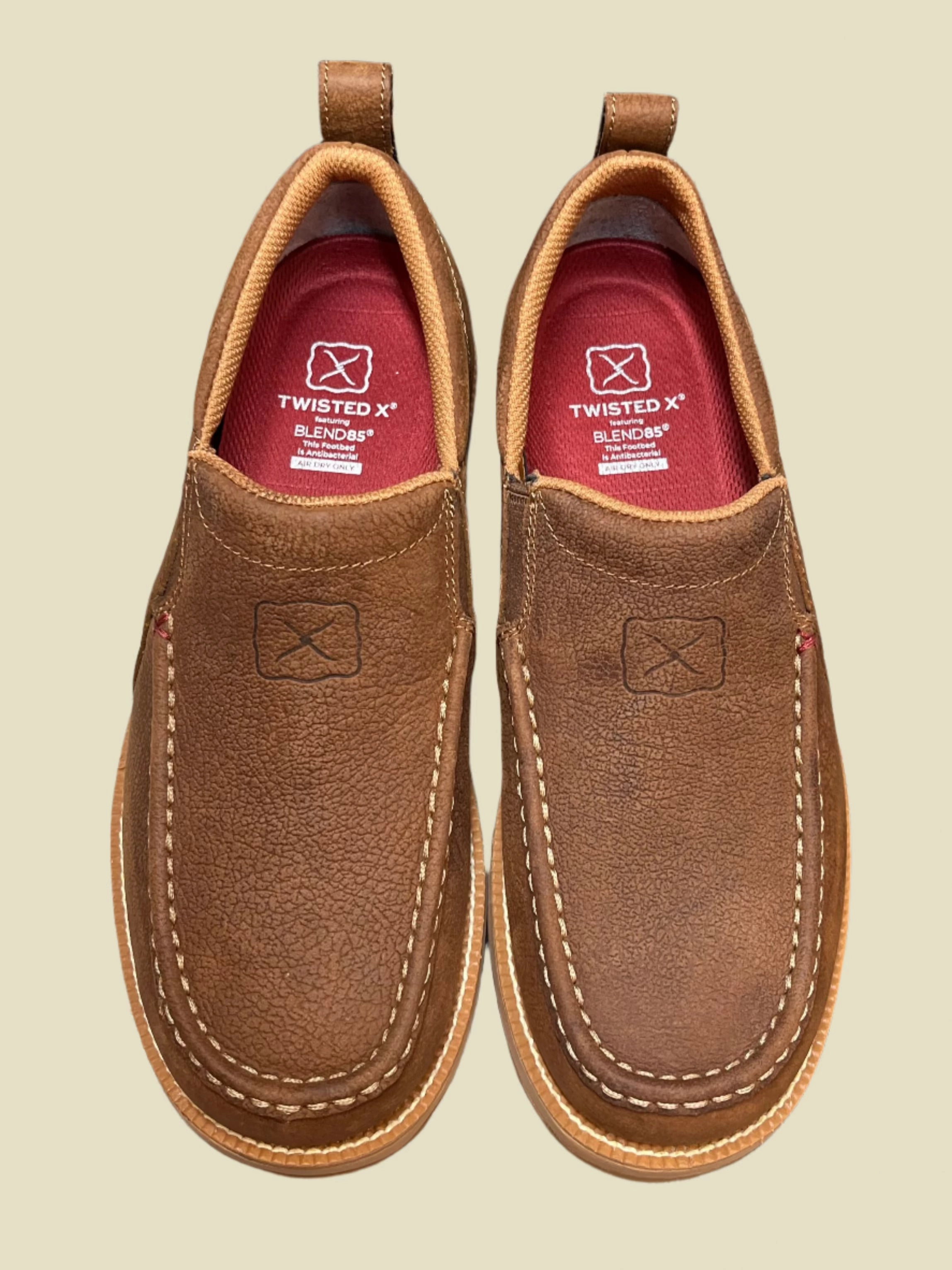 AnkleSupport Twisted X Mens Tawny Brown Leather CellStretch Driving Moc Shoe MCAX004