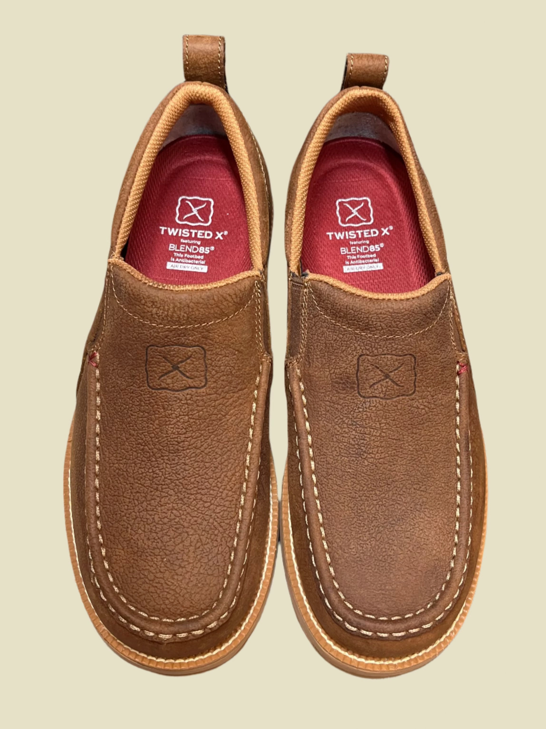 Dance Mode Twisted X Mens Tawny Brown Leather CellStretch Driving Moc Shoe MCAX004