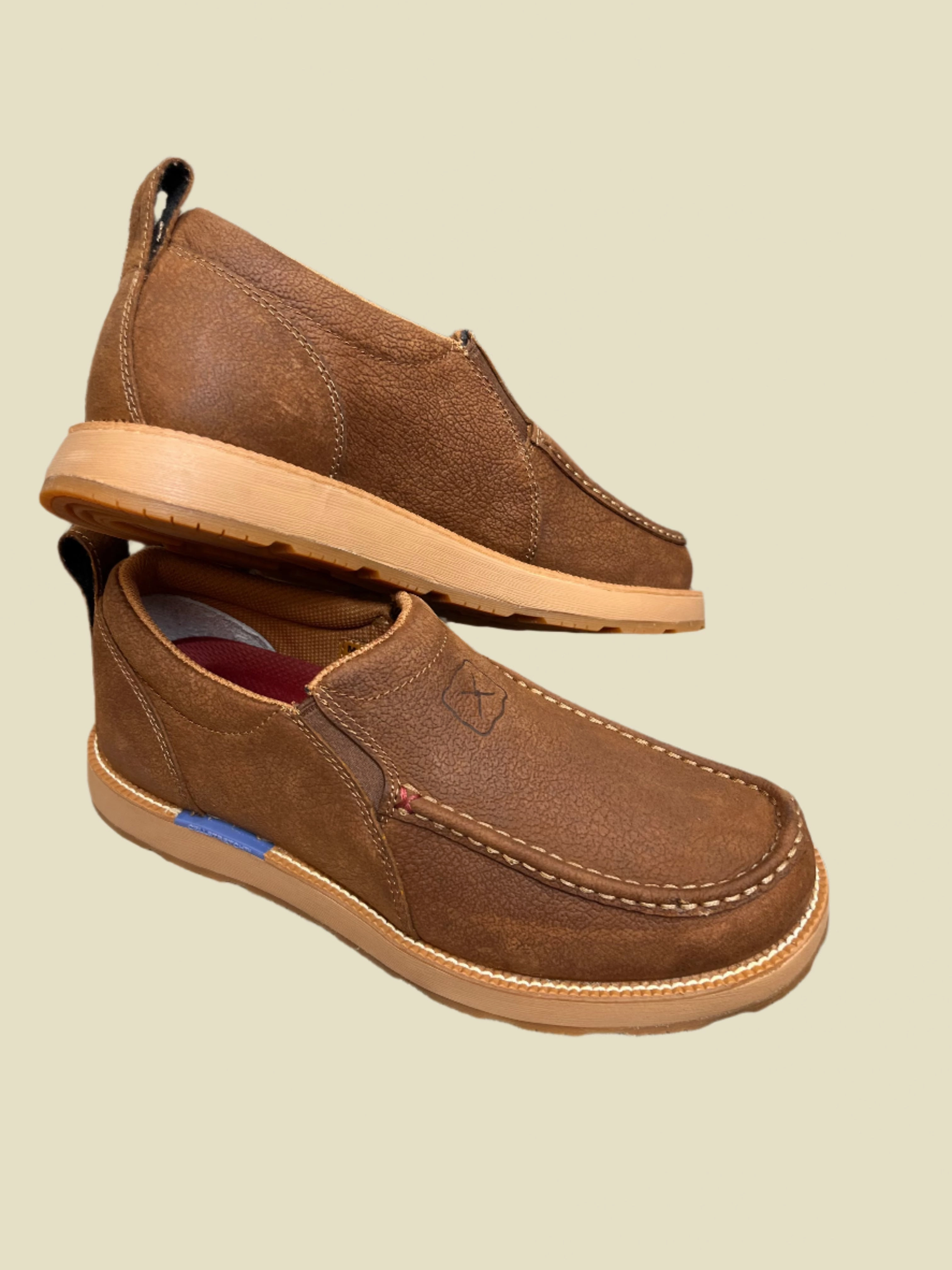 Smooth ride Slip Resistant Twisted X Mens Tawny Brown Leather CellStretch Driving Moc Shoe MCAX004