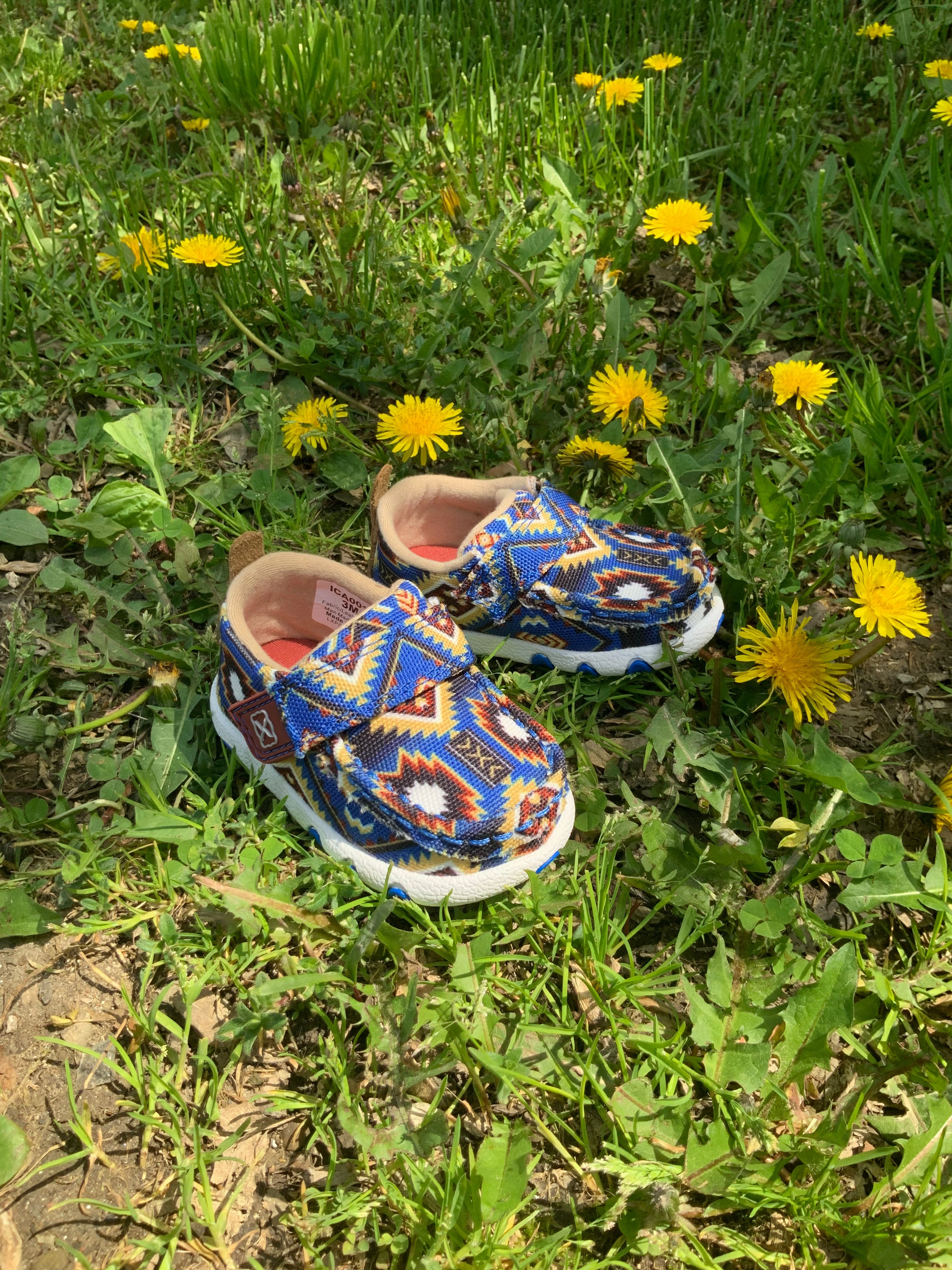 Twisted X Toddler Driving Moc Blue Aztec Baby Shoes ICA0019 Multi Use Western Pattern