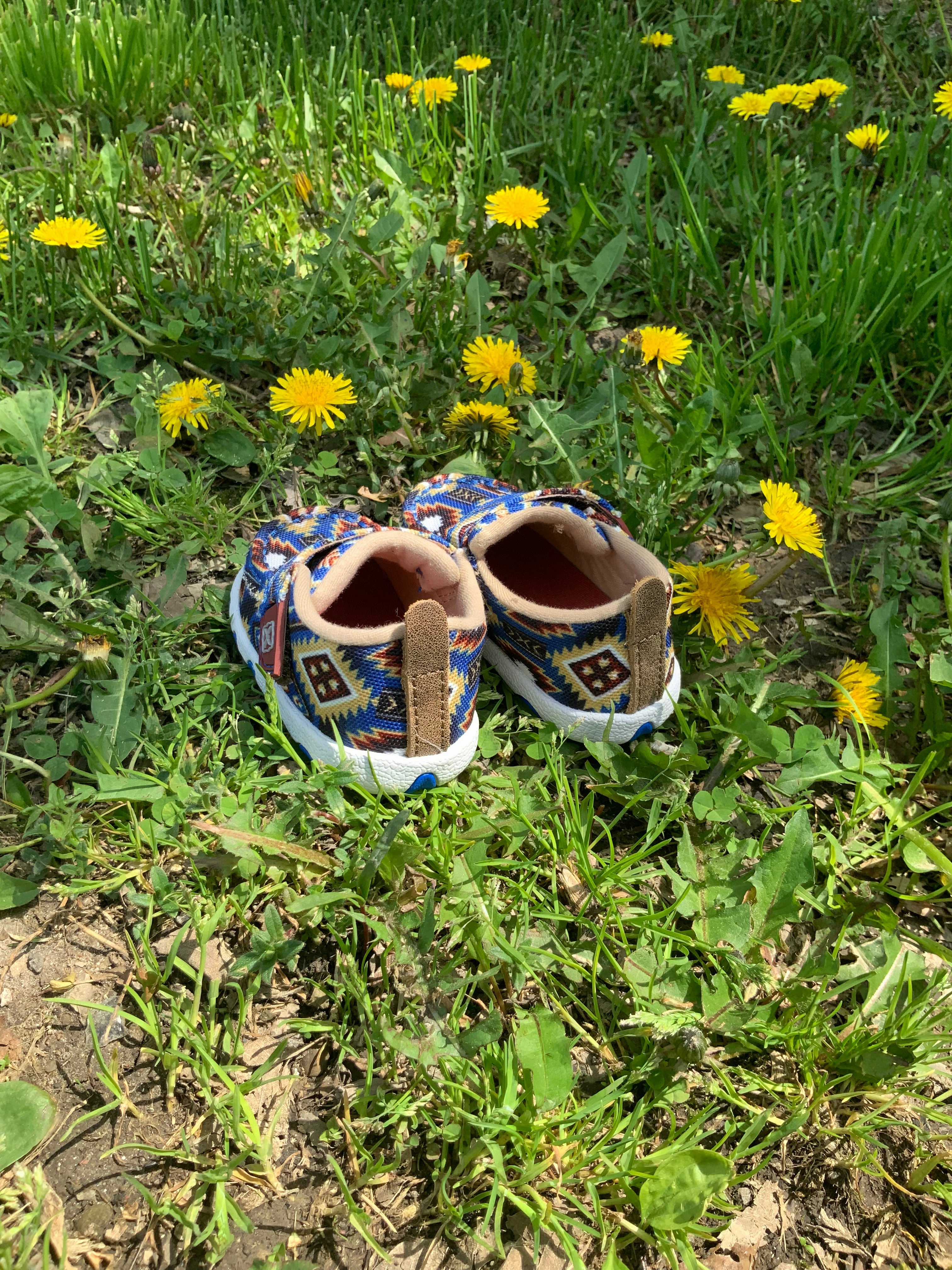 Twisted X Toddler Driving Moc Blue Aztec Baby Shoes ICA0019 LaceUp Easy To Clean