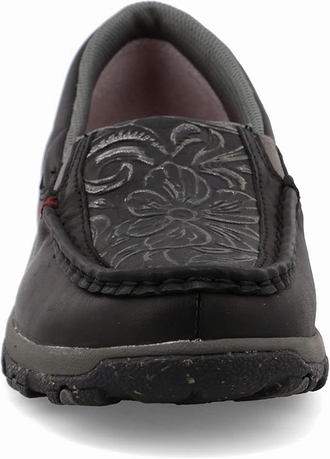 Twisted X Women's Black Tooled Leather Slip On Driving Moc Casual Shoe WXC0014 Family Time velcro