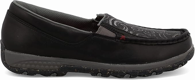 Wind Block Hill Walk Twisted X Women's Black Tooled Leather Slip On Driving Moc Casual Shoe WXC0014