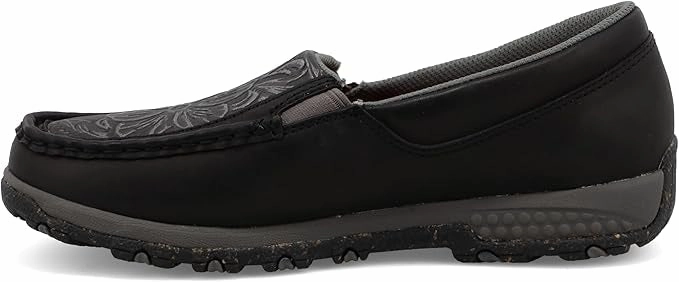 Twisted X Women's Black Tooled Leather Slip On Driving Moc Casual Shoe WXC0014 Dust Guard