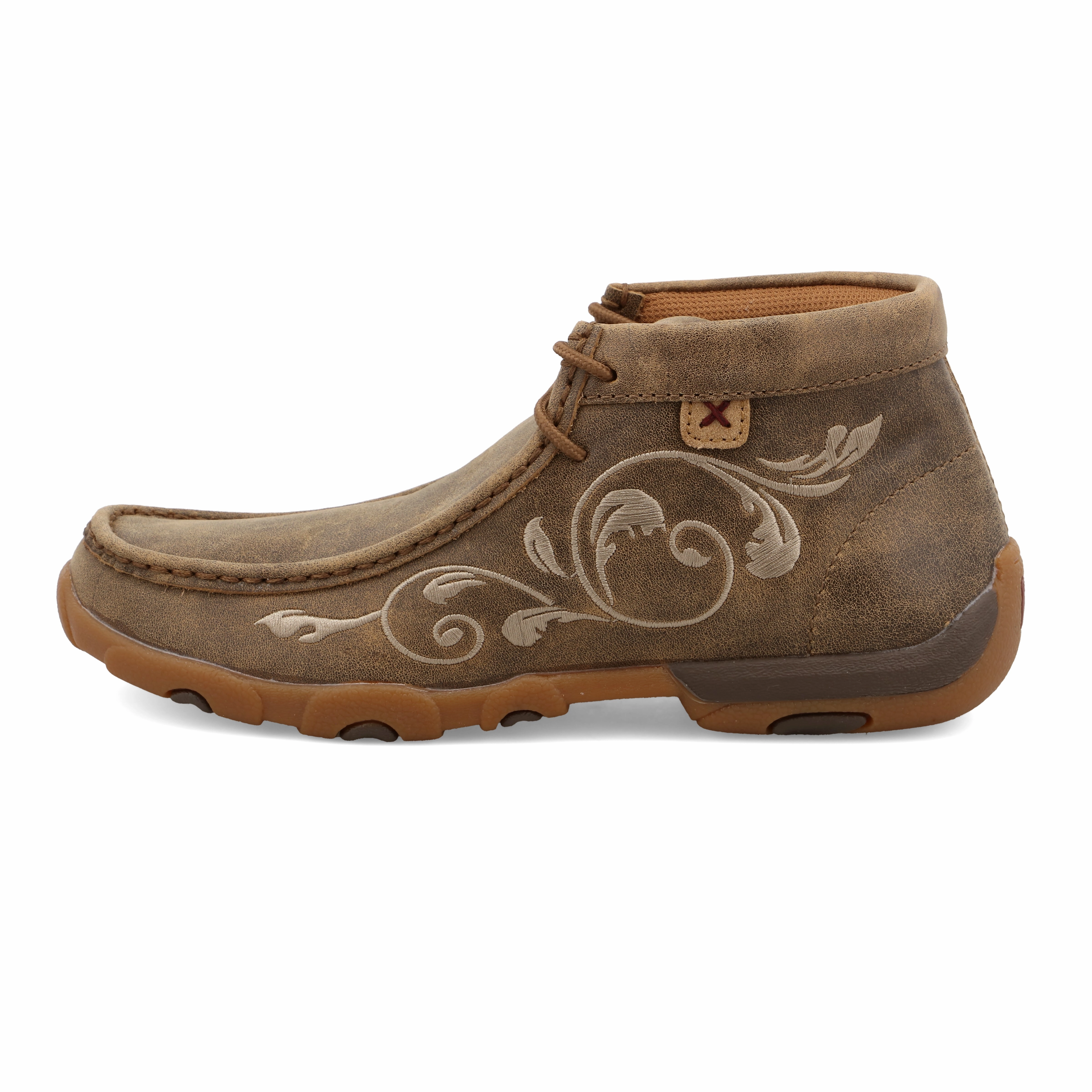 Stone Path Twisted X Women's Bomber Floral Embroidered Leather Driving Mocs Casual Shoe WDM0041