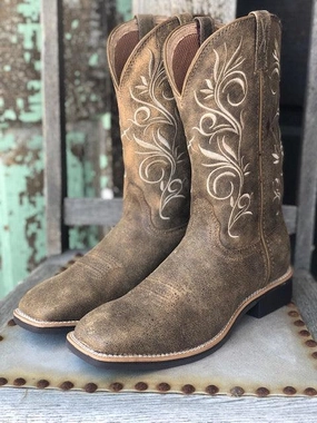 Easy Maintenance Twisted X Women's Brown Bomber Leather Top Hand Square Toe Cowgirl Boots WTH0012