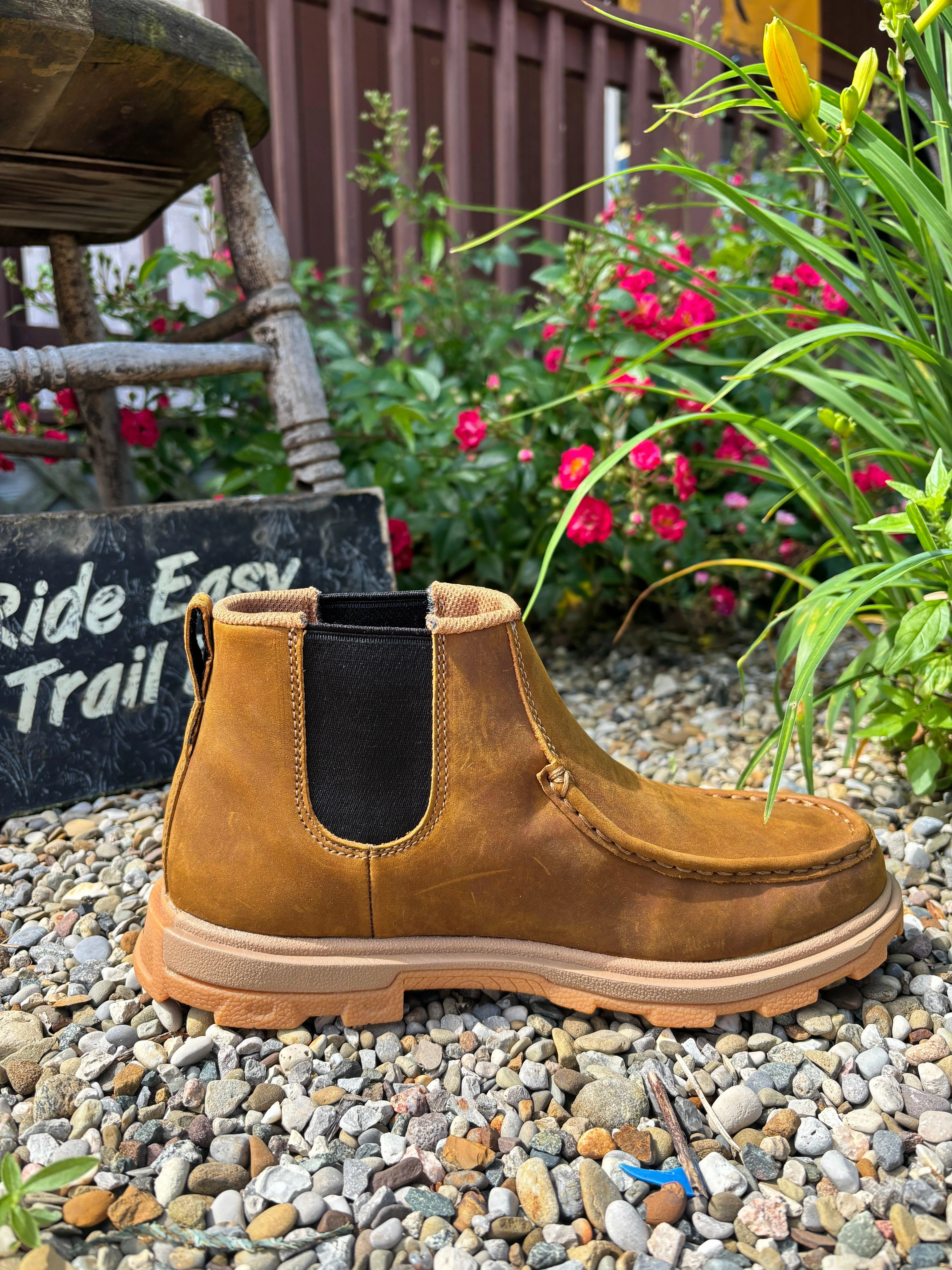 Twisted X Women's Distressed Saddle Leather 4 Chelsea UltraLite X Work Boot WUL0002 Snow Adventure