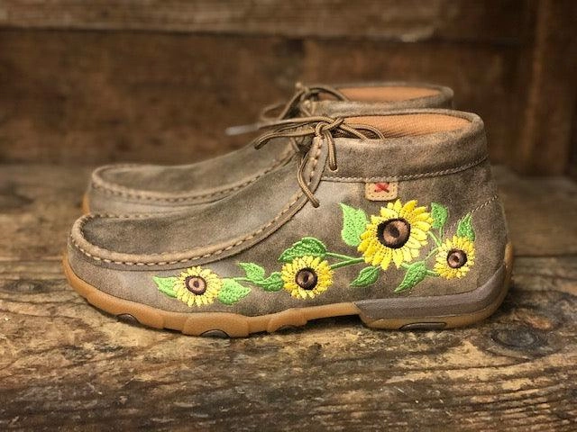 Twisted X Women's Sunflower Bomber Leather Chukka Driving Mocs Casual Shoe WDM0128 Relaxed Street Guide Hike