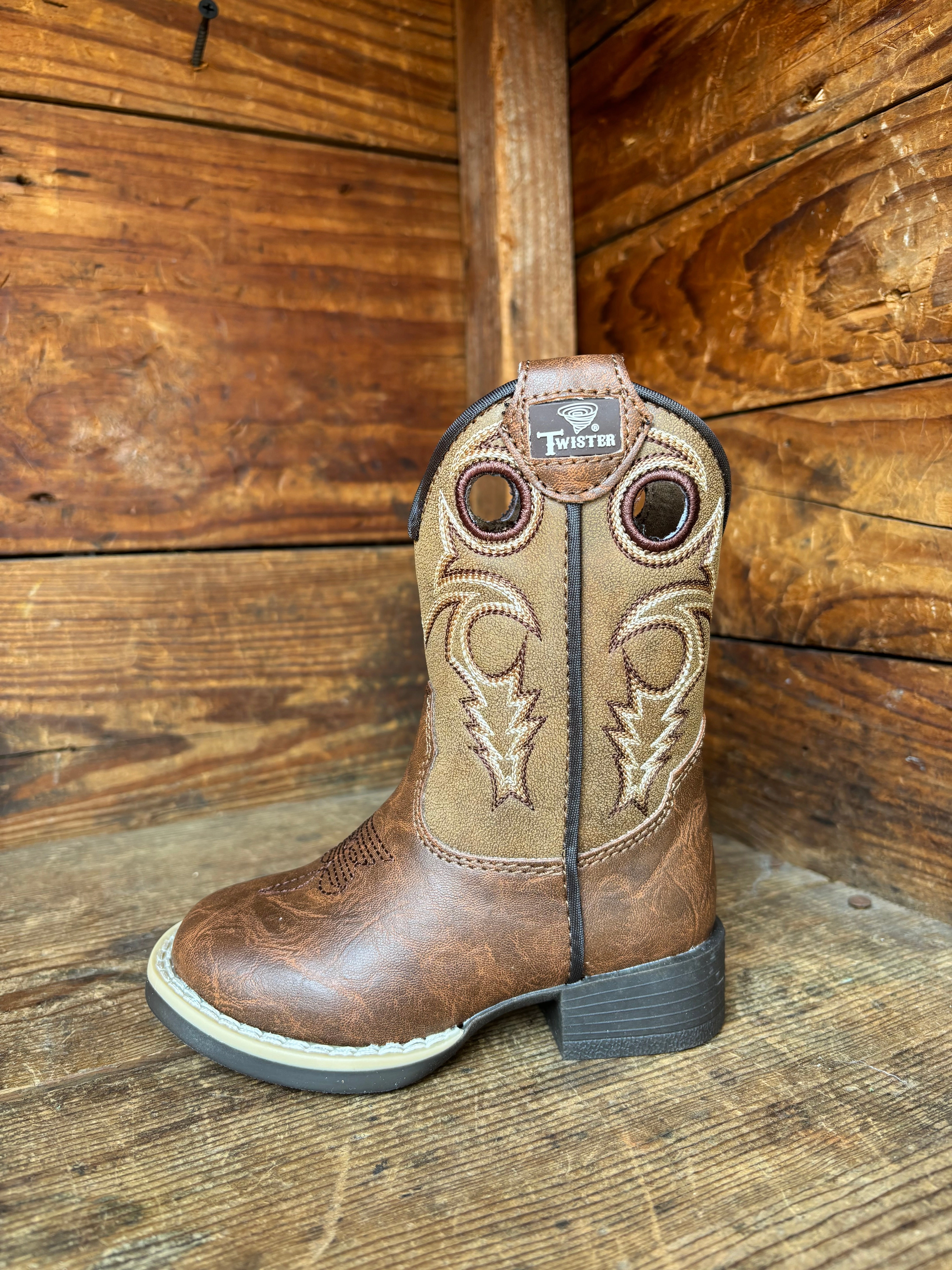Twister Jasper Brown Embroidered Toddler Cowboy Boots 4413702 Field Work