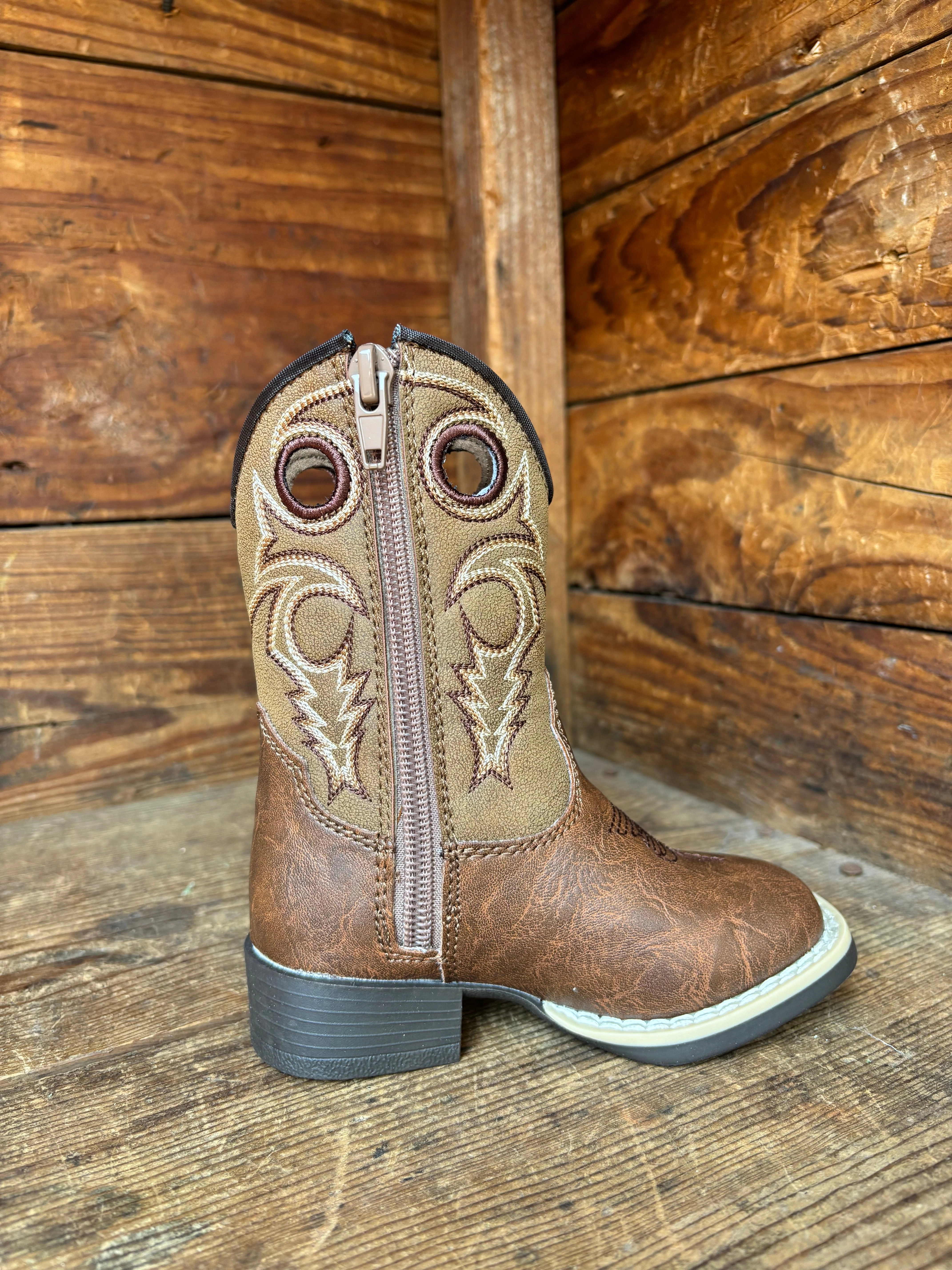 Twister Jasper Brown Embroidered Toddler Cowboy Boots 4413702 Wide Sole Mountain Proof
