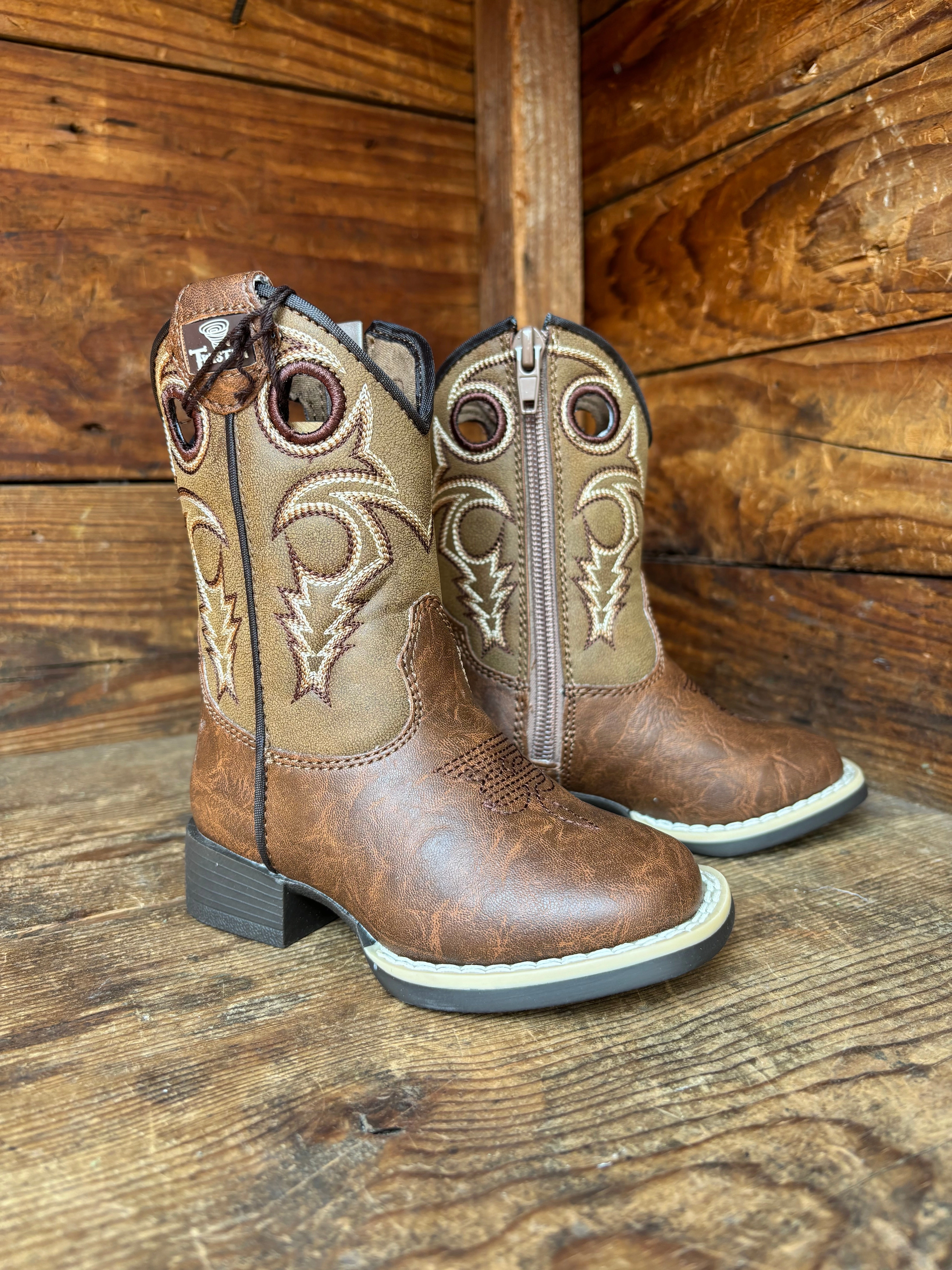 Cowgirl Vibe Textile Twister Jasper Brown Embroidered Toddler Cowboy Boots 4413702