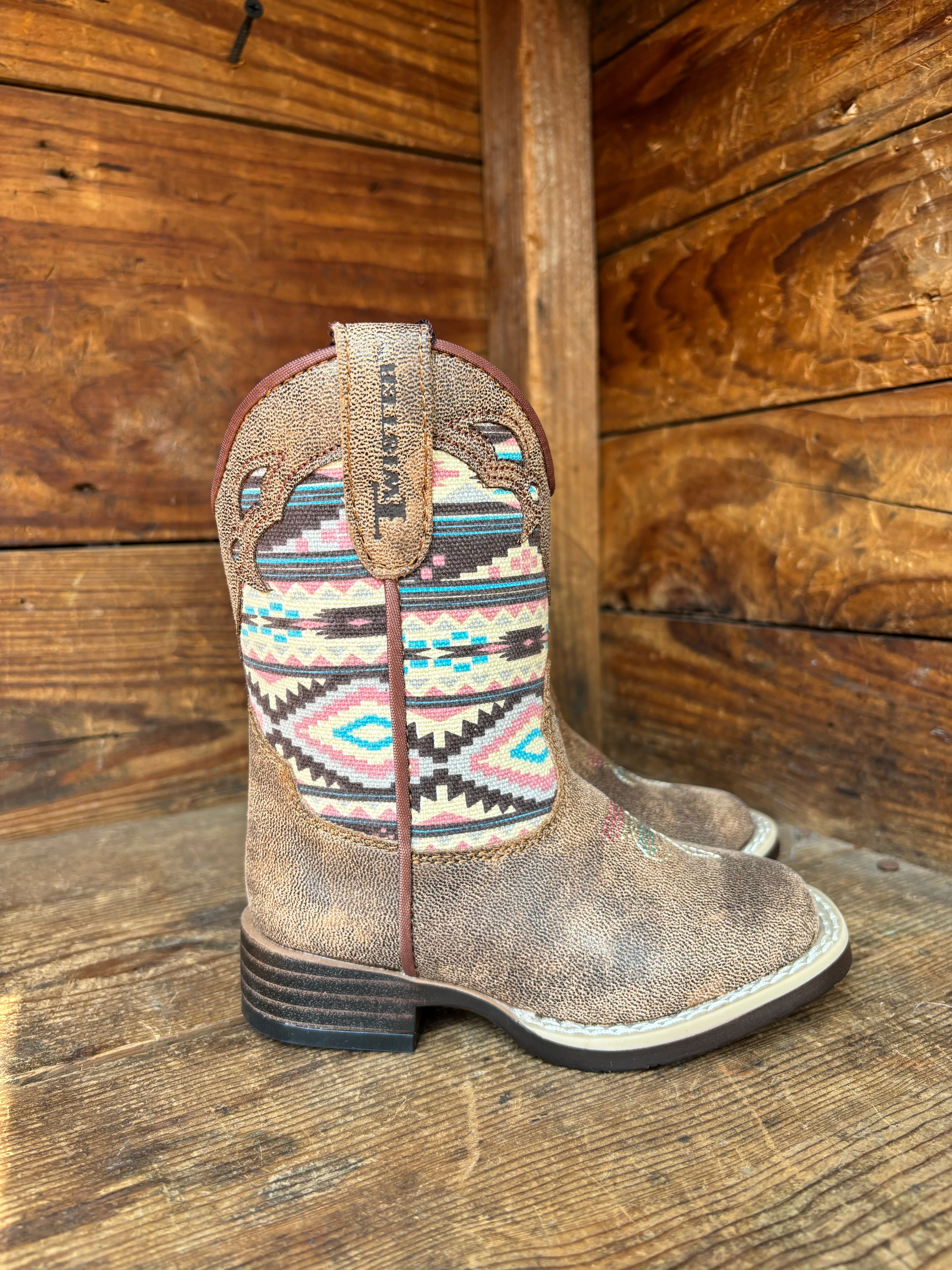 Twister Magan Brown with Aztec Print Toddler Cowboy Boots 443001502 Soldier Waterproof Design