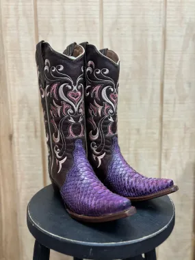 easy to remove Footbed Circle G Women's Purple Python Snip Toe Fashion Cowgirl Boots L6115