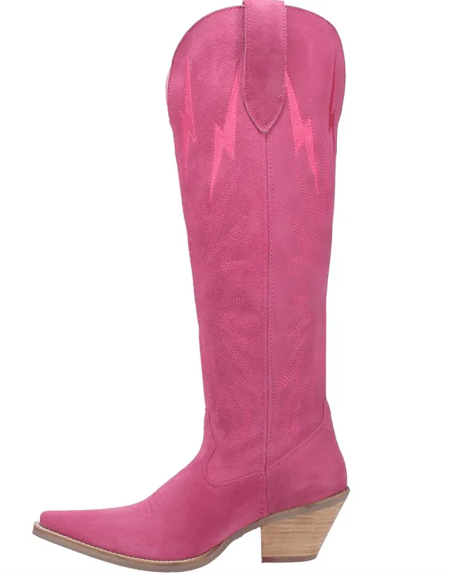 Dingo Women's Fuchsia Pink Thunder Road Snip Toe Tall Cowgirl Boots DI597 Retro feel Cushioned